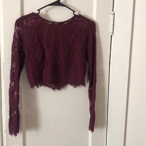 Windsor maroon lace cropped top